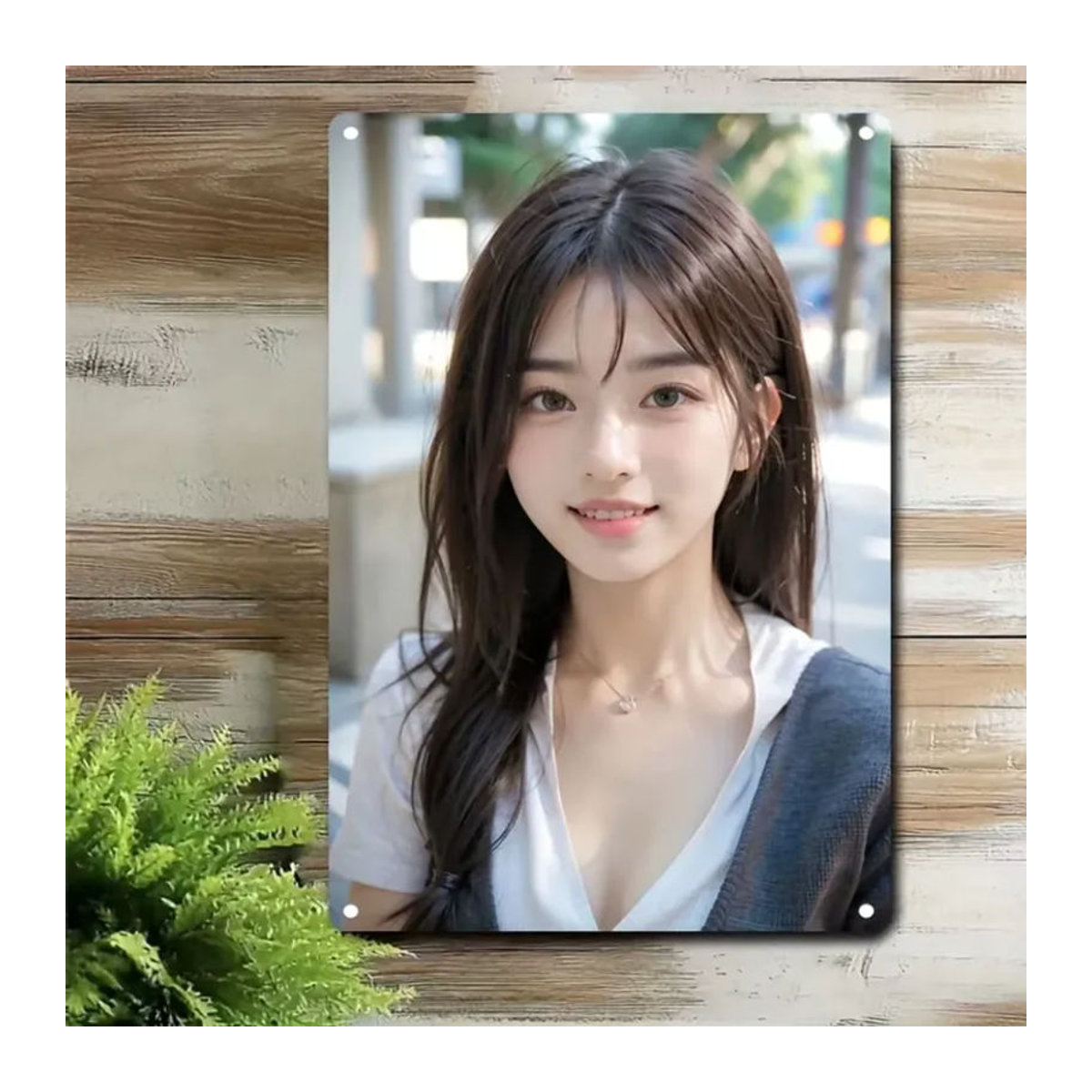 CIFBUY Koreanische Wandkunst aus Metall, Rechteckiges Metallschild zur Wandmontage für Zuhause, Café oder Bar, B/H/T: 30 x 30 x 20 cm - Bild 1