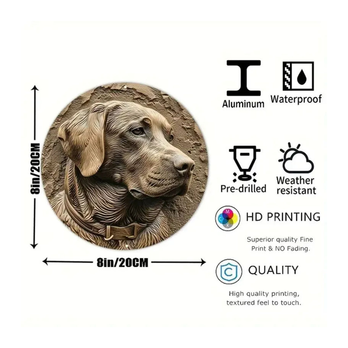 CIFBUY Labrador Retriever Frühlingskranz aus Metall als runde Wanddekoration in Braun - Bild 1