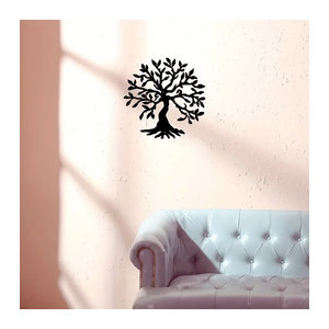 CIFBUY Lebensbaum Wandkunst aus Metall in Schwarz – minimalistische Wanddekoration für Wohnzimmer und Schlafzimmer