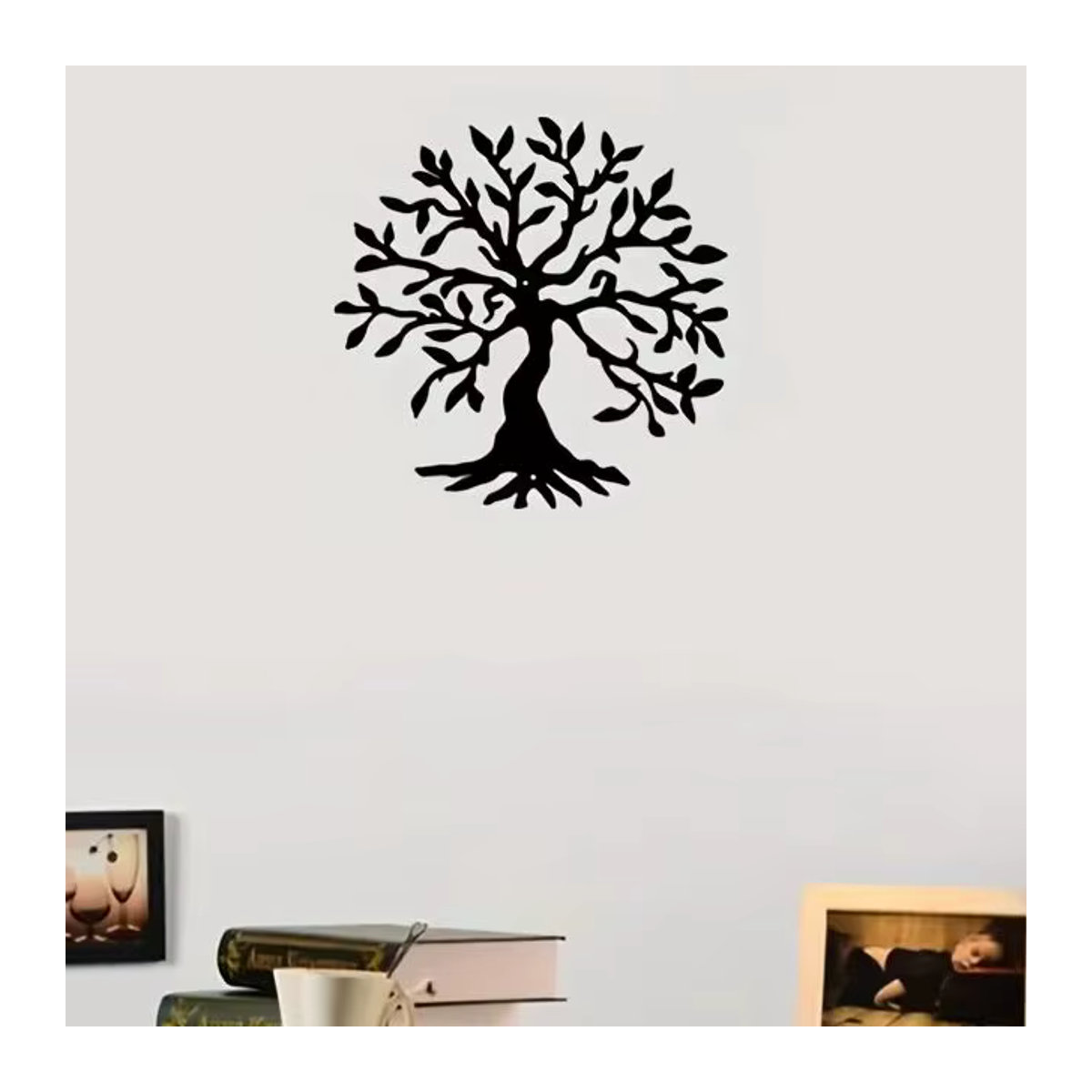 CIFBUY Lebensbaum Wandkunst aus Metall in Schwarz – minimalistische Wanddekoration für Wohnzimmer und Schlafzimmer - Bild 2