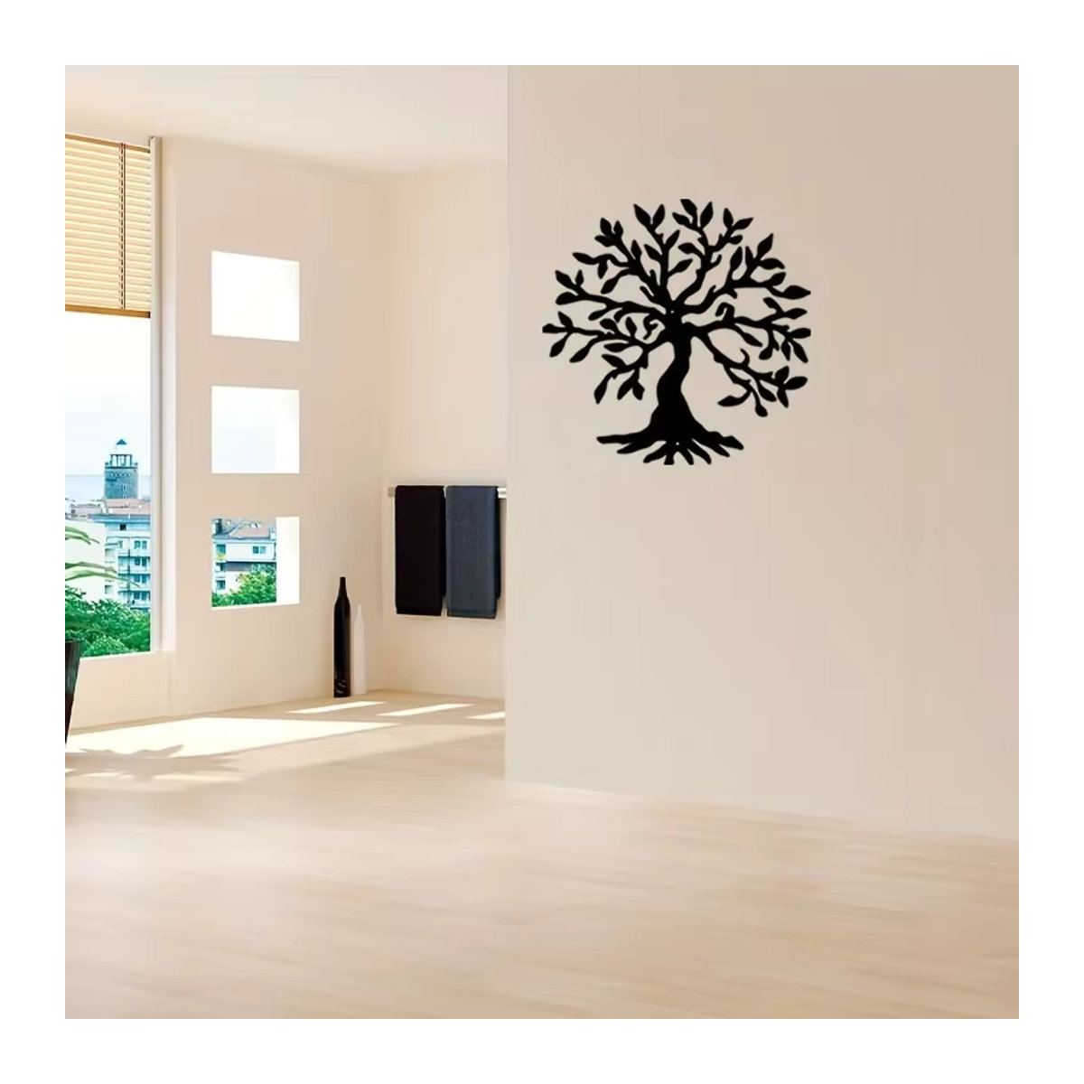 CIFBUY Lebensbaum Wandkunst aus Metall in Schwarz – minimalistische Wanddekoration für Wohnzimmer und Schlafzimmer - Bild 4