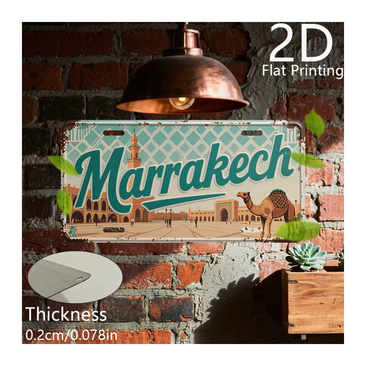 CIFBUY Marokkanisches Metallschild Vintage Wanddekoration Typografie Mehrfarbig B: 30 cm, H: 15 cm, T: 15 cm - Bild 2