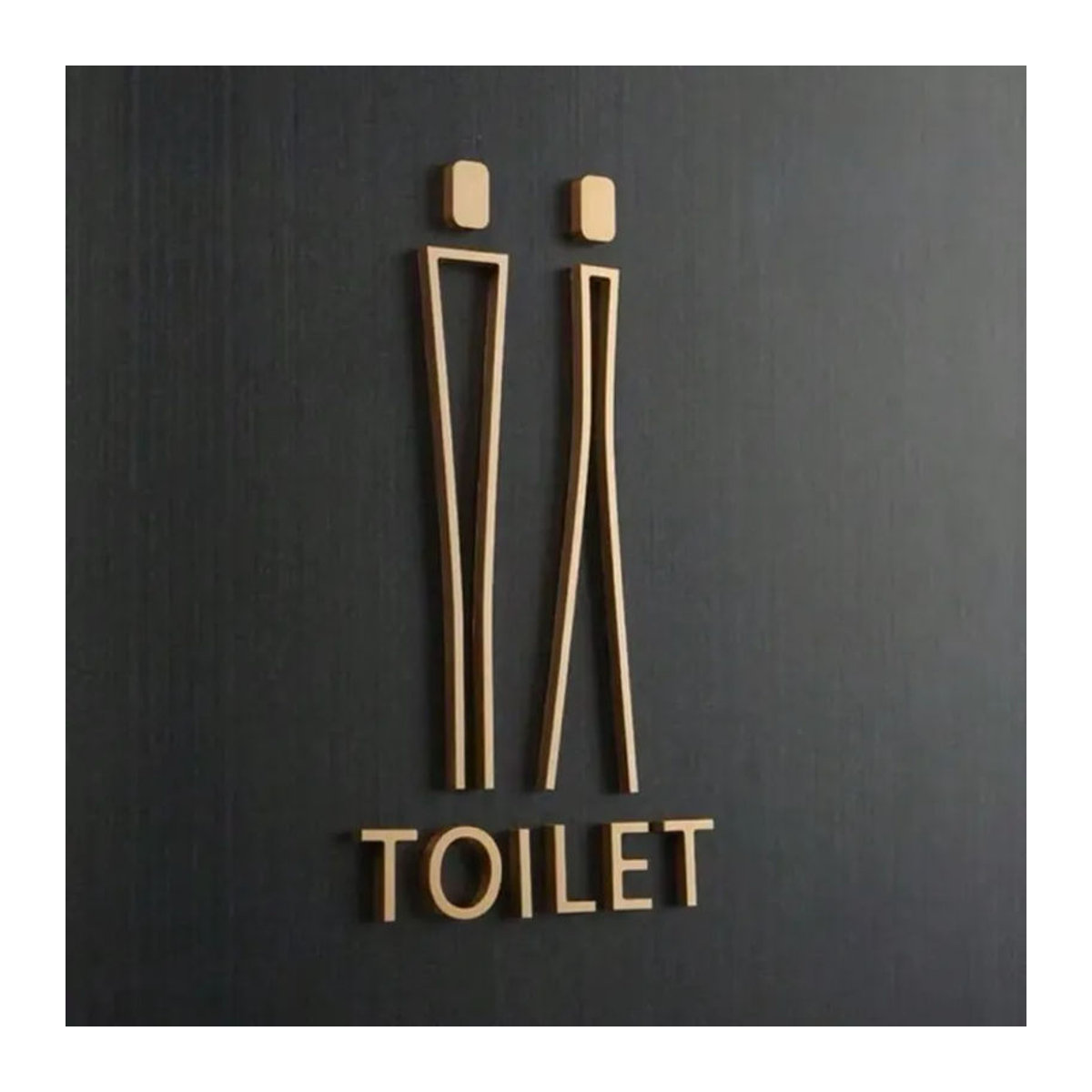 CIFBUY Metall-Badezimmerschild zur Wandmontage in Schwarz und Gold, minimalistische Toiletten-Türschild Dekoration aus rostfreiem Metall - Bild 2