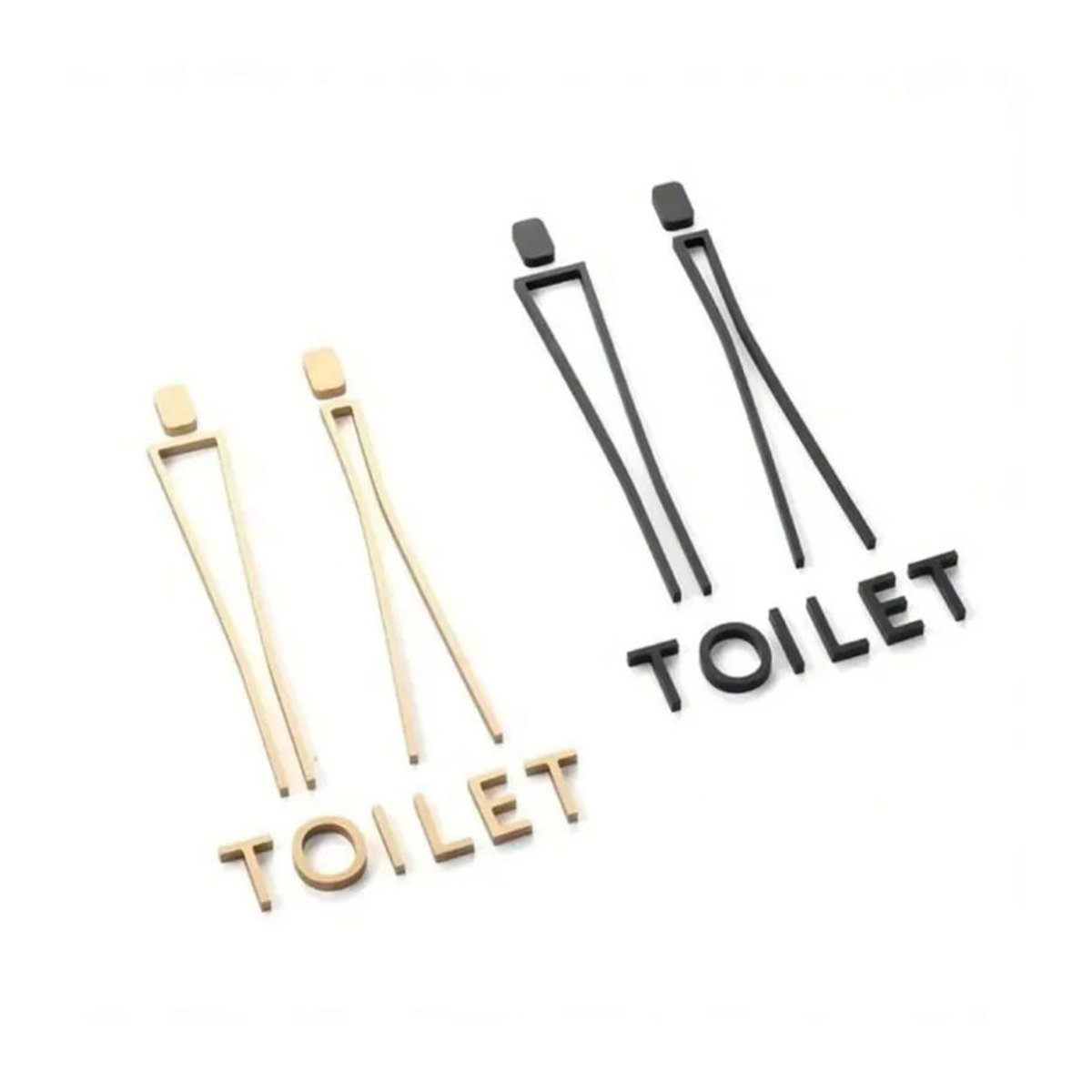 CIFBUY Metall-Badezimmerschild zur Wandmontage in Schwarz und Gold, minimalistische Toiletten-Türschild Dekoration aus rostfreiem Metall - Bild 3