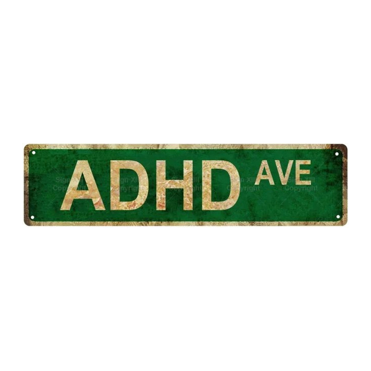 CIFBUY Metall-Blechschild Adhd Ave in Grün, Vintage Wanddeko quadratisch, B/B: 39,9 x 39,9 cm - Bild 1