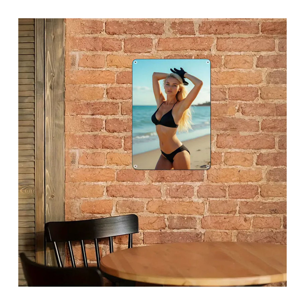 CIFBUY Metall-Blechschild Bikini-Mädchen Vintage Retro Wanddekoration, Schwarz/Mehrfarbig, B: 20,32 cm, H: 30,48 cm - Bild 2