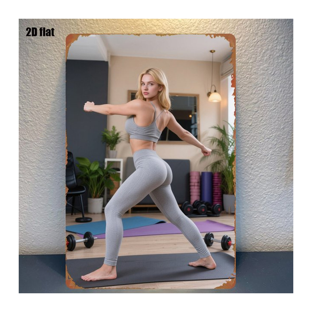CIFBUY Metall-Blechschild Fitness Yoga Wandkunst Deko, mehrfarbig, B: 30,48 cm, H: 20,32 cm - Bild 1