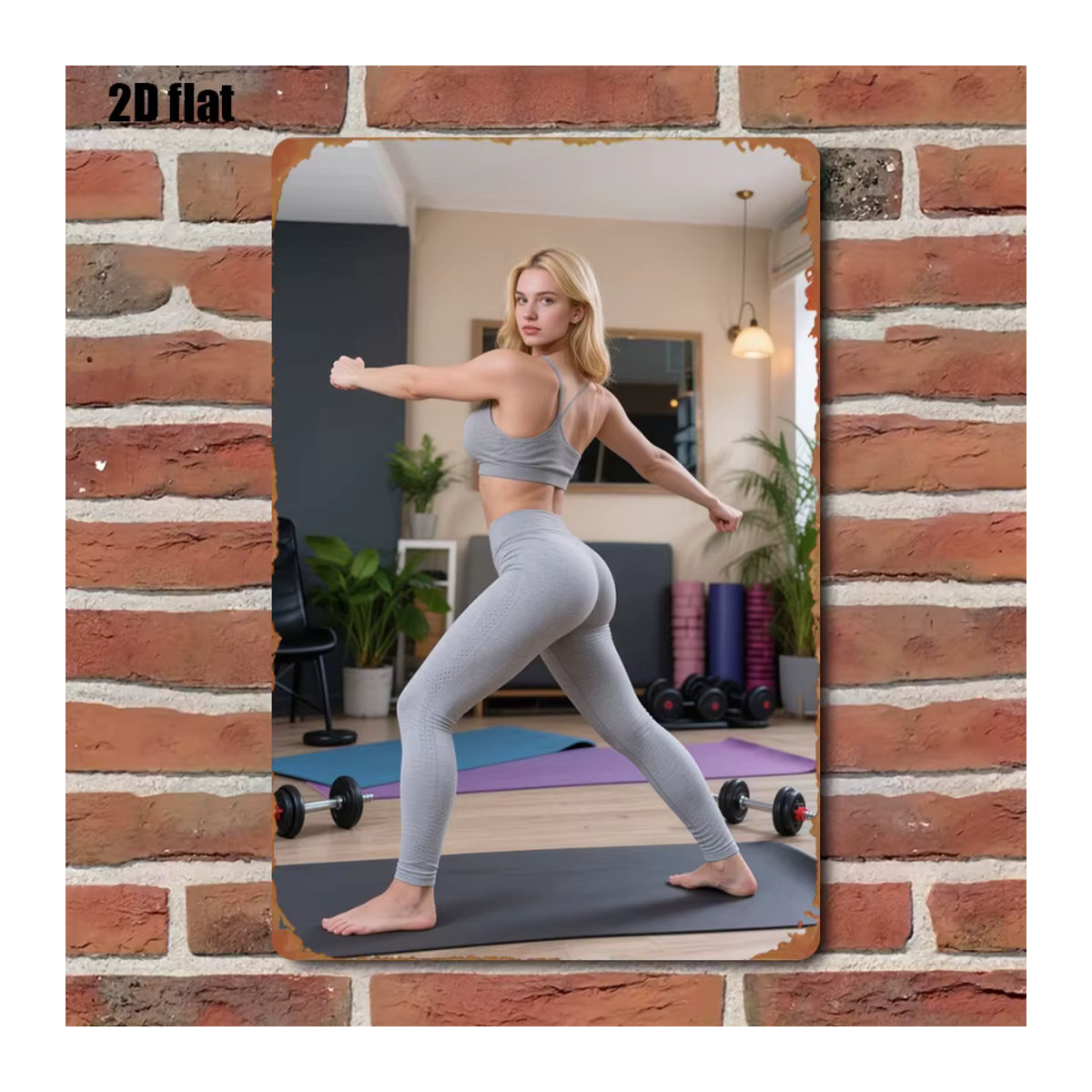 CIFBUY Metall-Blechschild Fitness Yoga Wandkunst Deko, mehrfarbig, B: 30,48 cm, H: 20,32 cm - Bild 4