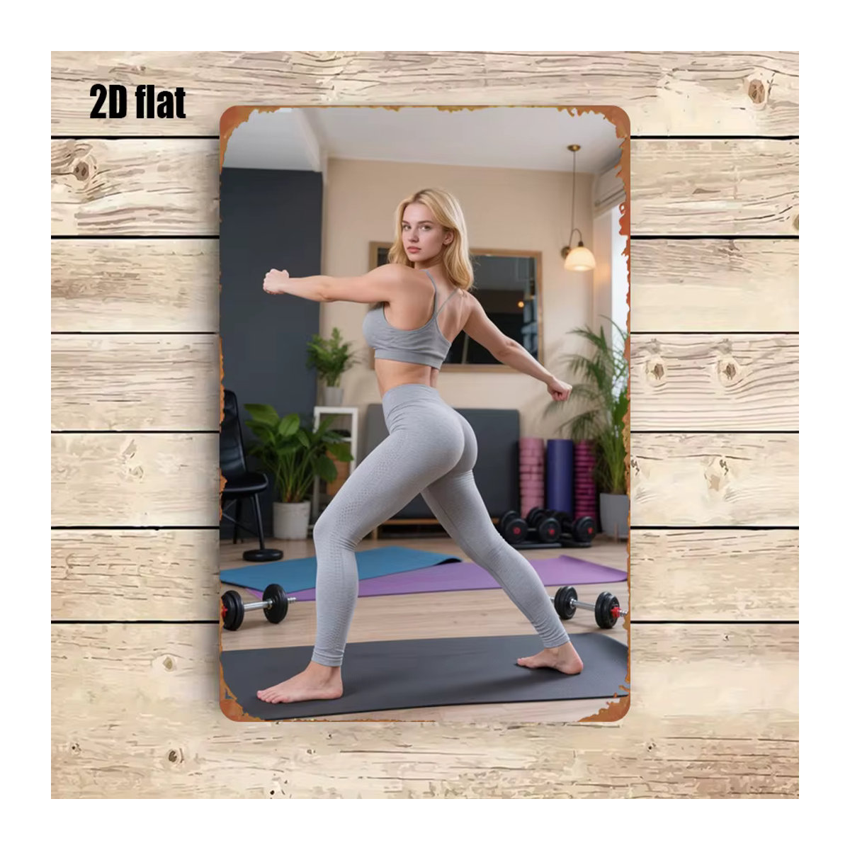 CIFBUY Metall-Blechschild Fitness Yoga Wandkunst Deko, mehrfarbig, B: 30,48 cm, H: 20,32 cm - Bild 5