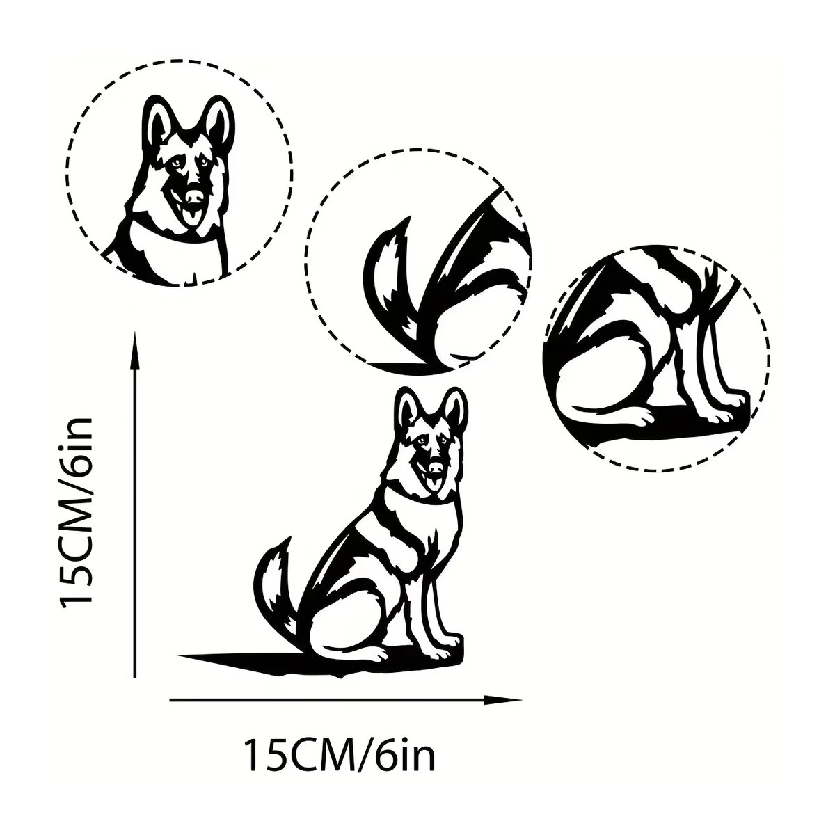 CIFBUY Metall Deko-Schild Deutsch Schäferhund Silhouette in Schwarz für Garten und Haus - Bild 2