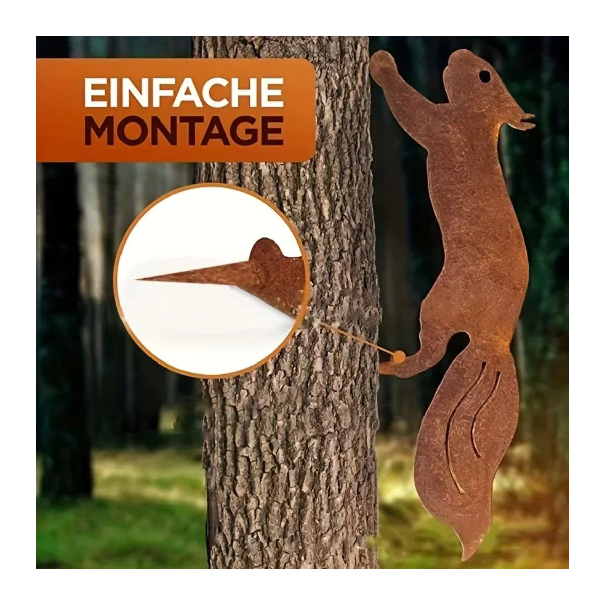 CIFBUY Metall Eichhörnchen Silhouette Baumstecker in Rostoptik Braun zur Gartendekoration - Bild 5