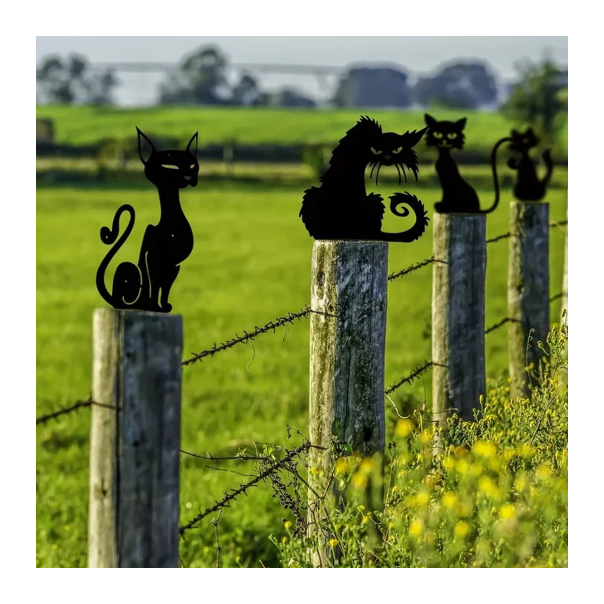 CIFBUY Metall-Gartenpfahl mit schwarzer Katze als dekorative Tierstatue für den Außenbereich in Schwarz - Bild 1