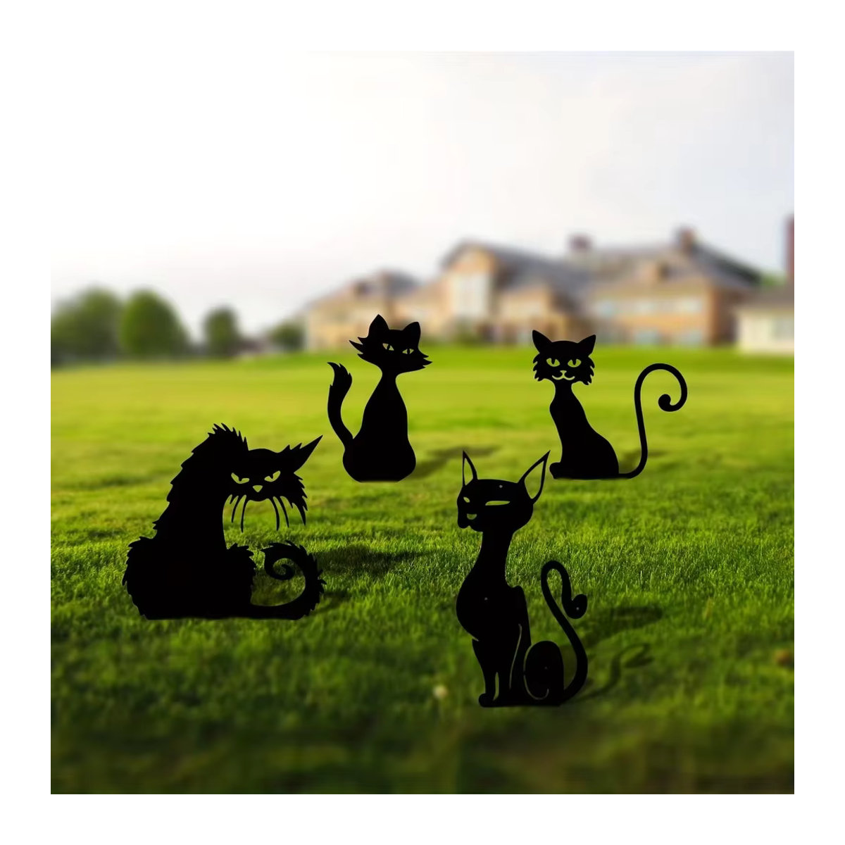 CIFBUY Metall-Gartenpfahl mit schwarzer Katze als dekorative Tierstatue für den Außenbereich in Schwarz - Bild 2