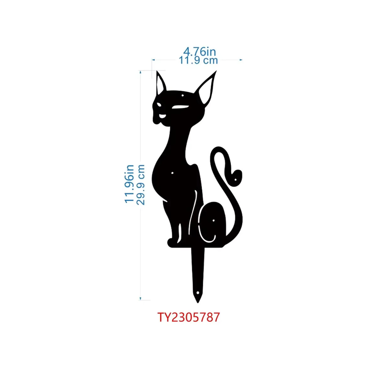 CIFBUY Metall-Gartenpfahl mit schwarzer Katze als dekorative Tierstatue für den Außenbereich in Schwarz - Bild 3