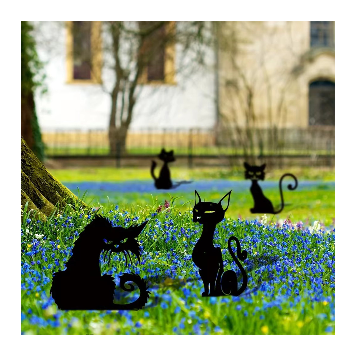 CIFBUY Metall-Gartenpfahl mit schwarzer Katze als dekorative Tierstatue für den Außenbereich in Schwarz - Bild 4