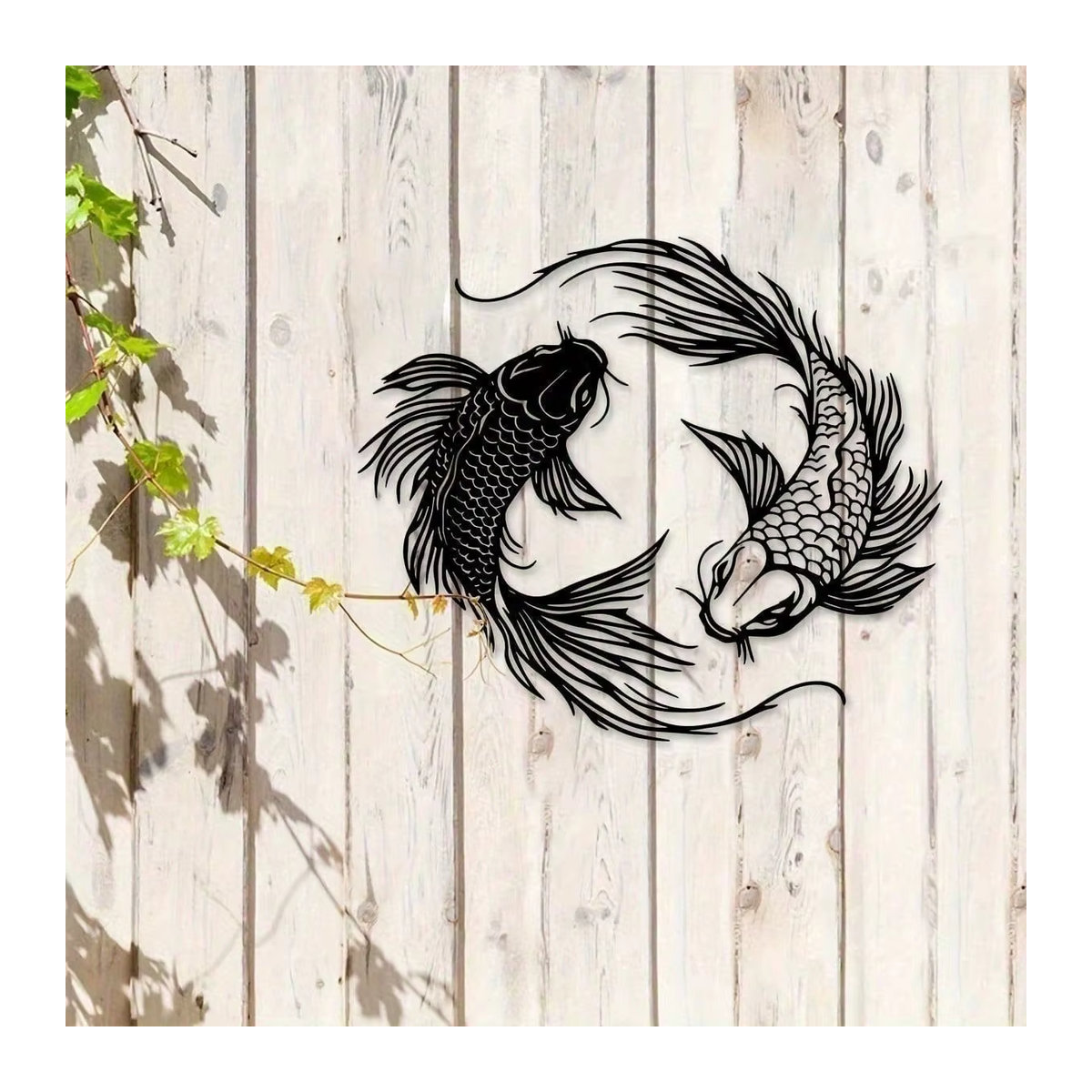 CIFBUY Metall-Koi-Fisch Wandkunst 2-teilig Yin-Yang Wanddekoration in Schwarz für modernes Feng Shui Design - Bild 4