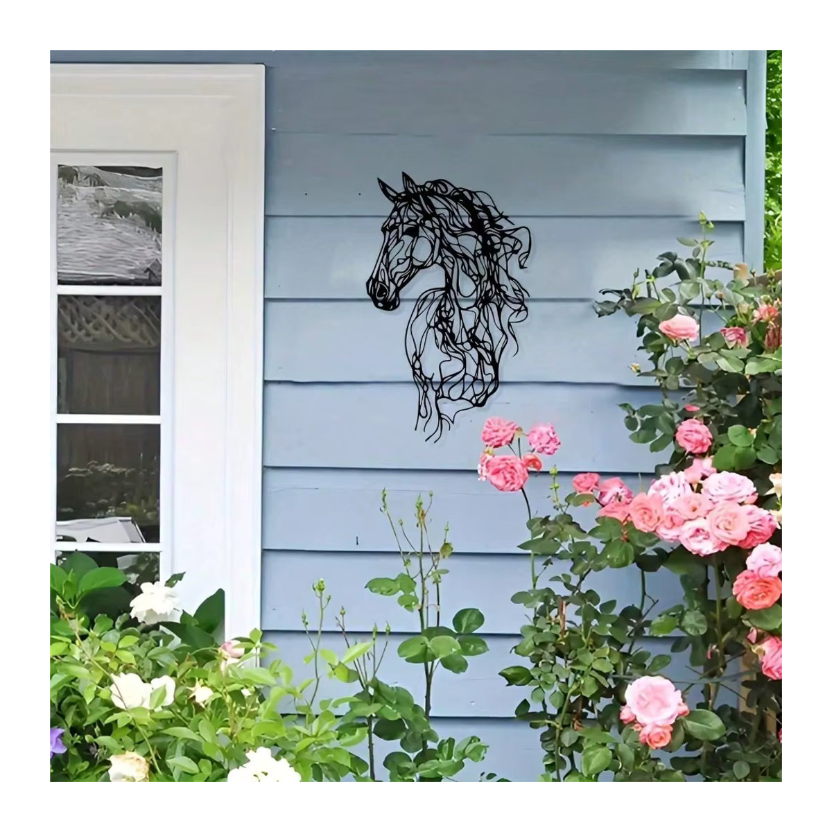 CIFBUY Metall-Pferde-Wanddekoration in Schwarz für Garten, Terrasse und Innenbereich - Bild 3