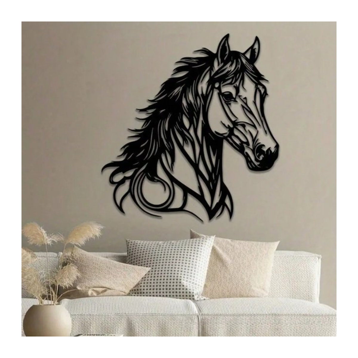CIFBUY Metall-Pferde-Wanddekoration in Schwarz, Moderne Wasserfeste und Rostfreie Wandkunst für Wohnzimmer, Schlafzimmer oder Büro - Bild 1