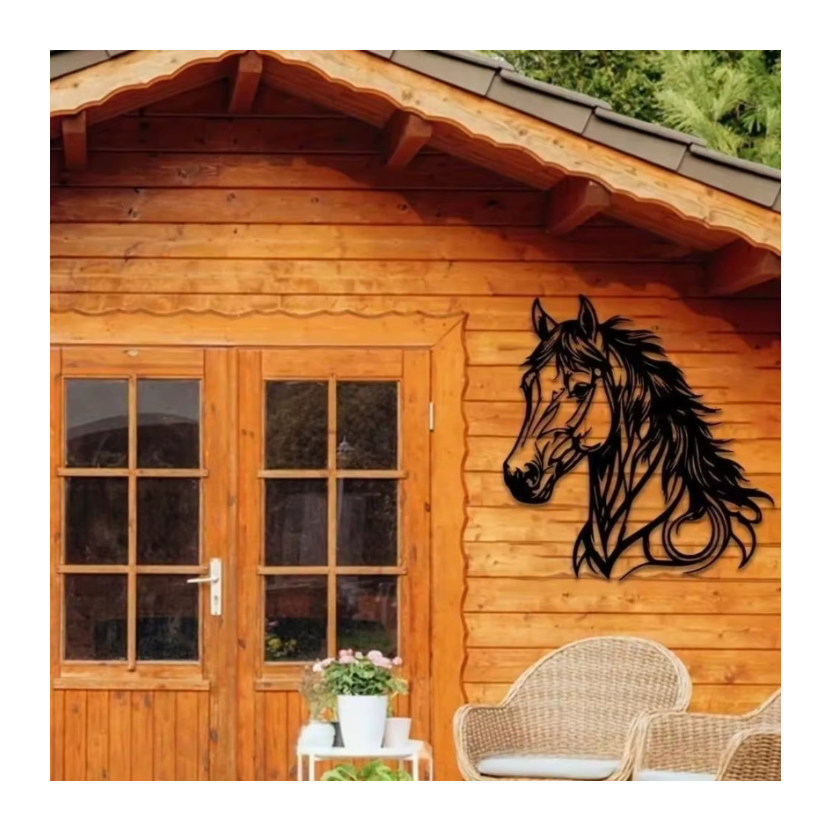 CIFBUY Metall-Pferde-Wanddekoration in Schwarz, Moderne Wasserfeste und Rostfreie Wandkunst für Wohnzimmer, Schlafzimmer oder Büro - Bild 2