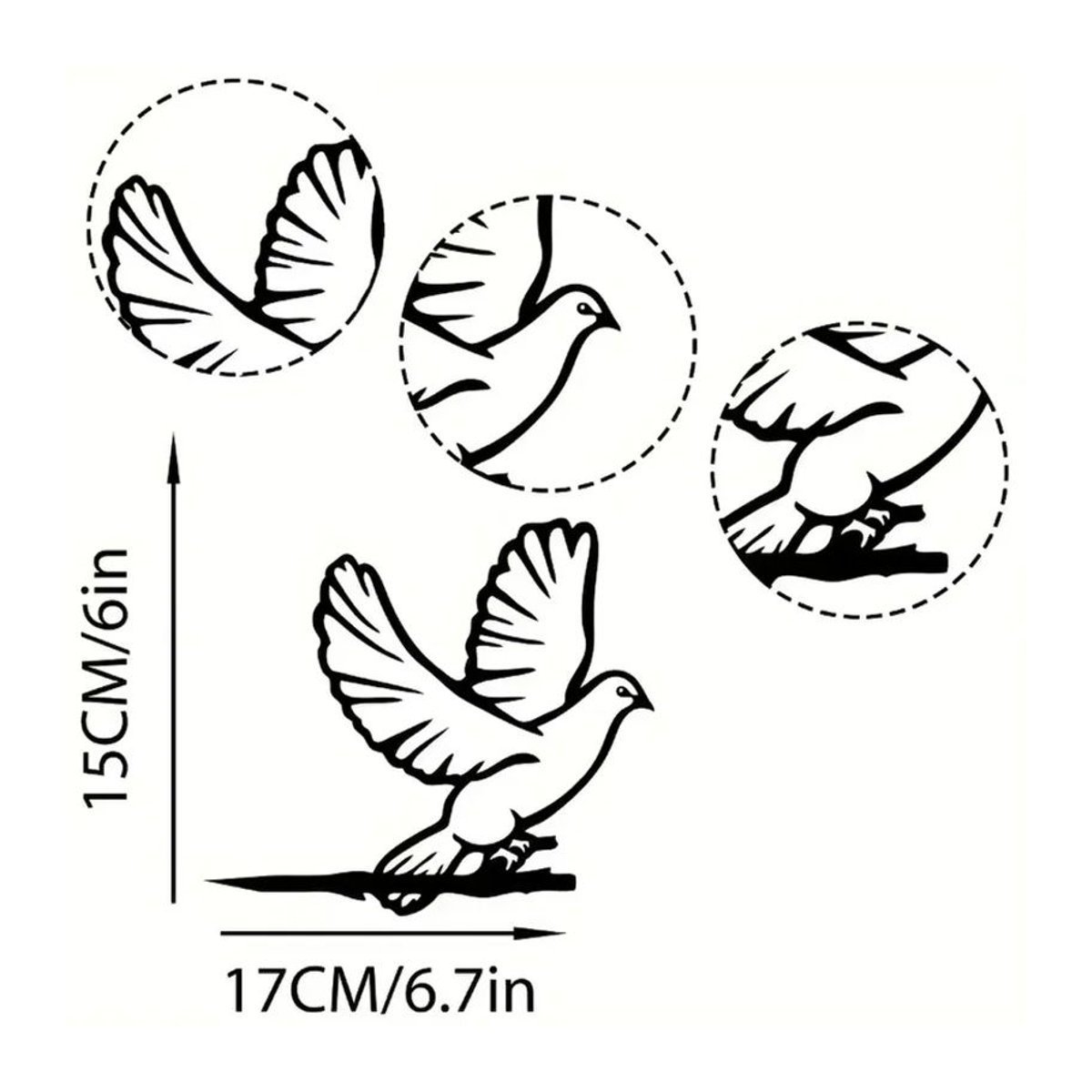 CIFBUY Metall-Taubensilhouetten Vögel aus der gleichen Feder in Schwarz als rustikale Outdoor-Dekoration für Haus und Garten - Bild 3