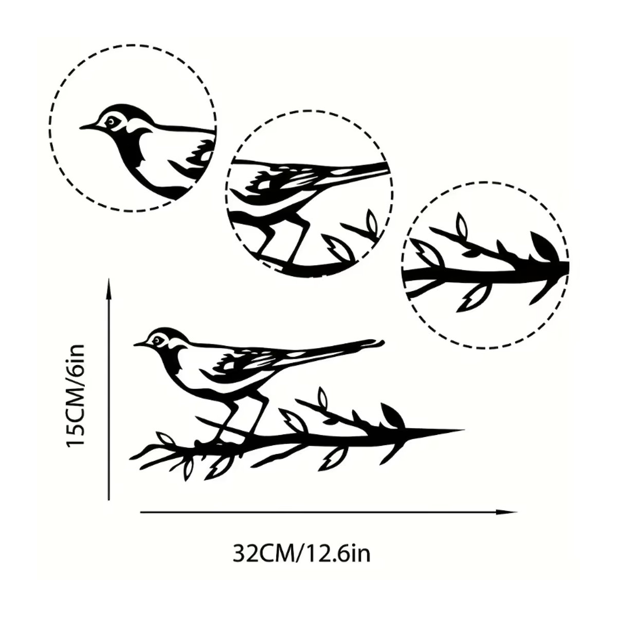 CIFBUY Metall-Vogel-Gartendekoration Elster in Schwarz als Kunst am Baum für den Außenbereich - Bild 2