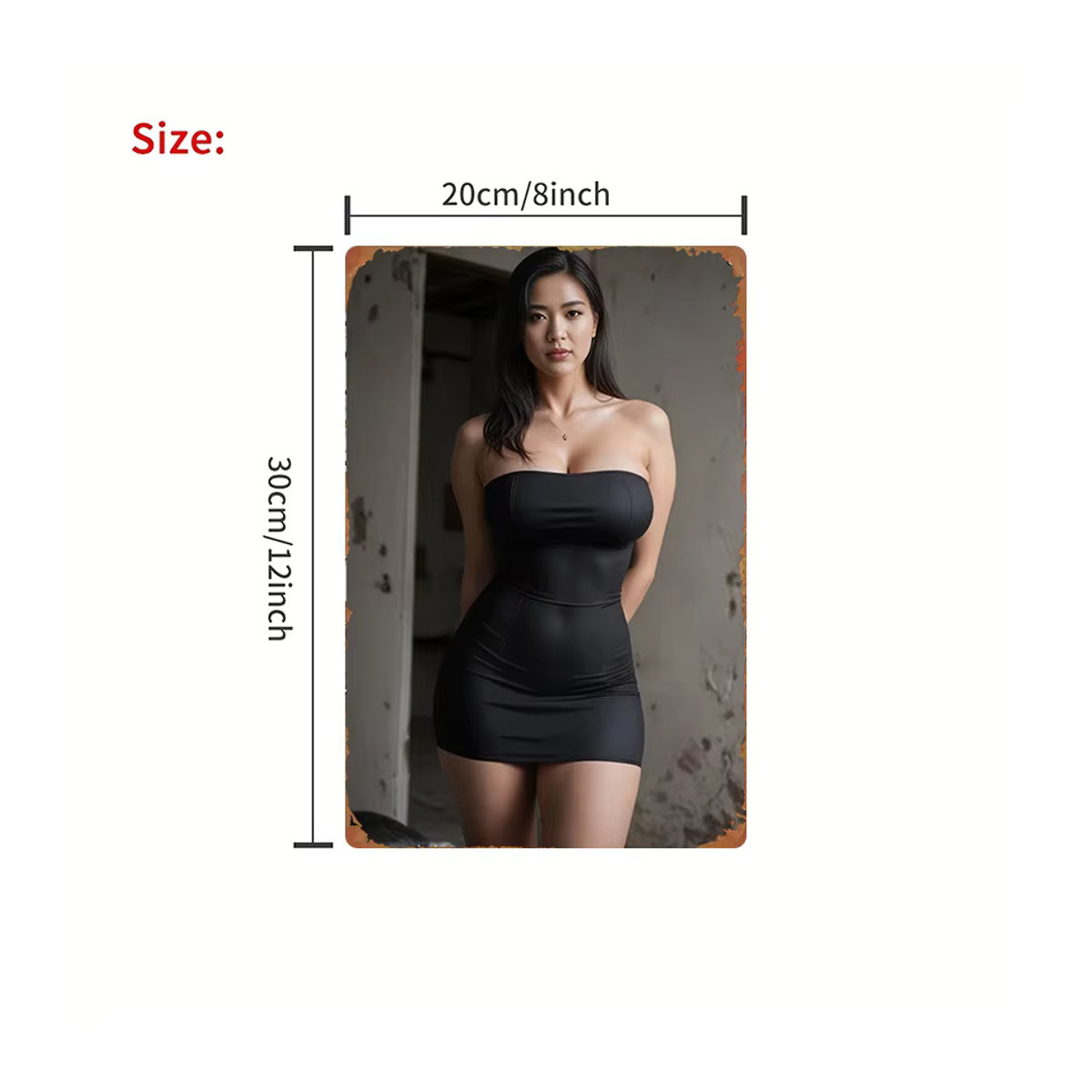 CIFBUY Metall-Wanddekoration Klassisches Frauenporträt in Schwarz, Rechteckiges Retro-Blechschild für die Wandmontage, Höhe: 30,48 cm, Breite: 20,32 cm - Bild 4