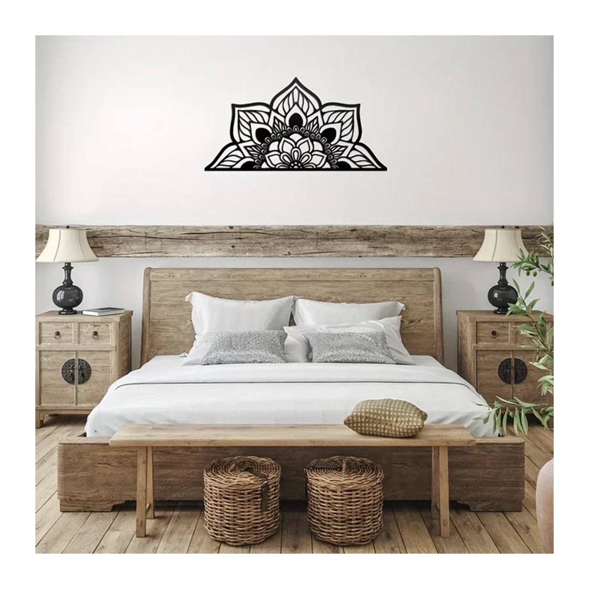 CIFBUY Metall Wanddekoration Mandala Lotusblume Schwarz Orientalisch Floral - Bild 1