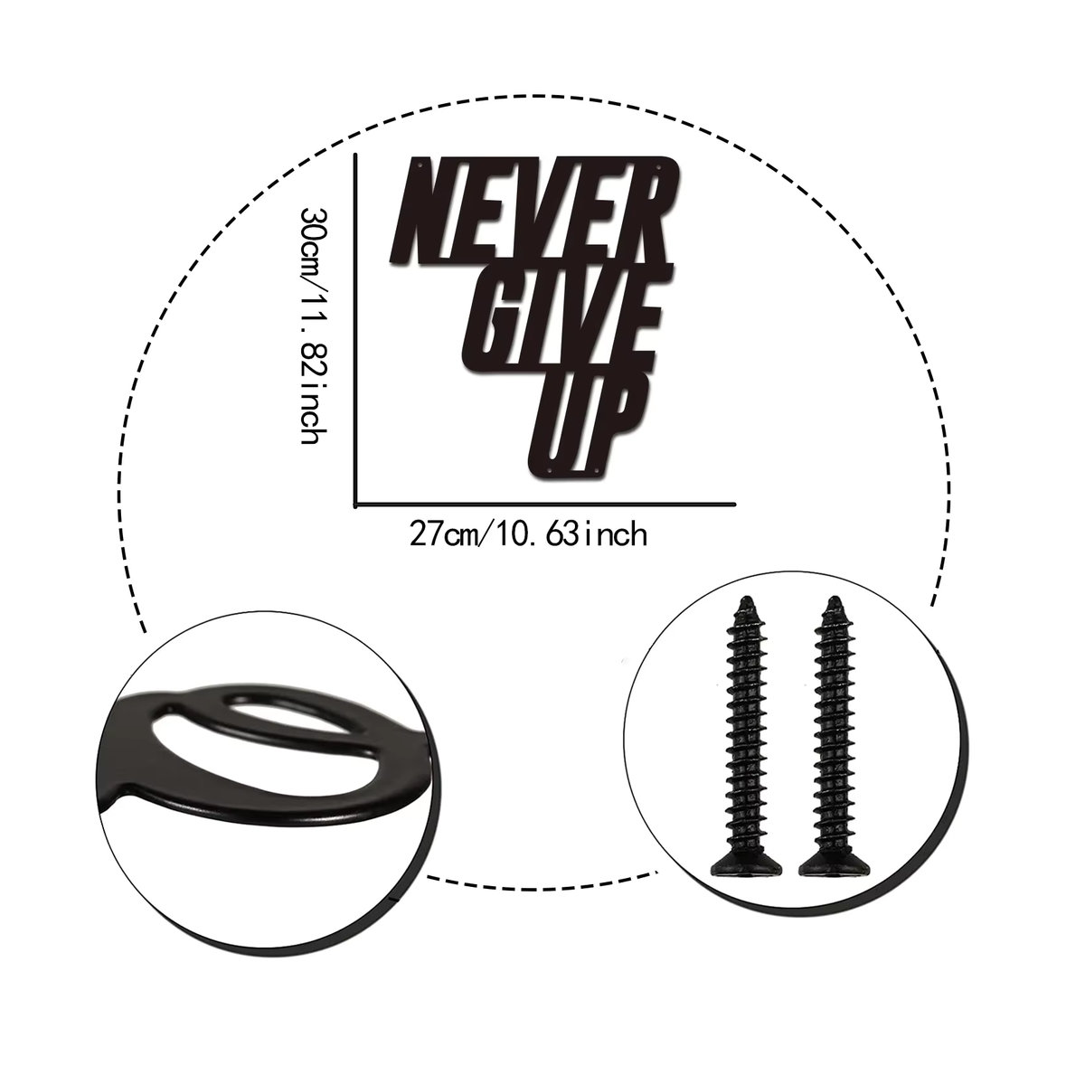 CIFBUY Metall Wanddekoration Schwarz Minimalistisches Zitat für Kinderzimmer und Schlafzimmer - Bild 3