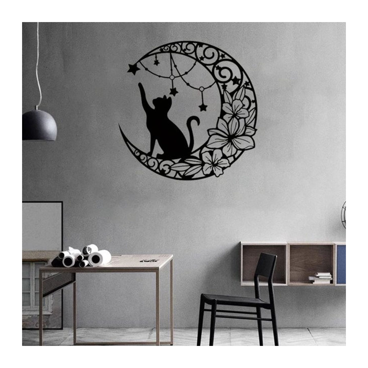 CIFBUY Metall Wanddekoration Schwarze Katze als Kunstanhänger für Innen und Außen - Bild 1