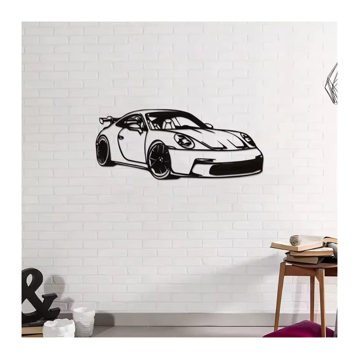 CIFBUY Metall Wandkunst 911 Auto Silhouette in Schwarz für die Wandmontage - Bild 3