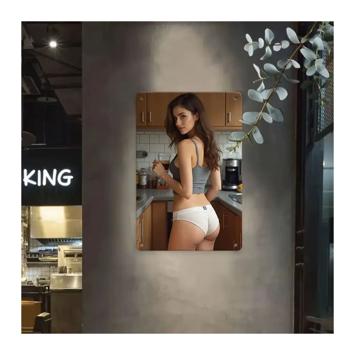 CIFBUY Metall-Wandkunst Dekoration mit Sexy Girl Porträt, mehrfarbig, B: 30 cm, H: 20 cm - Bild 1
