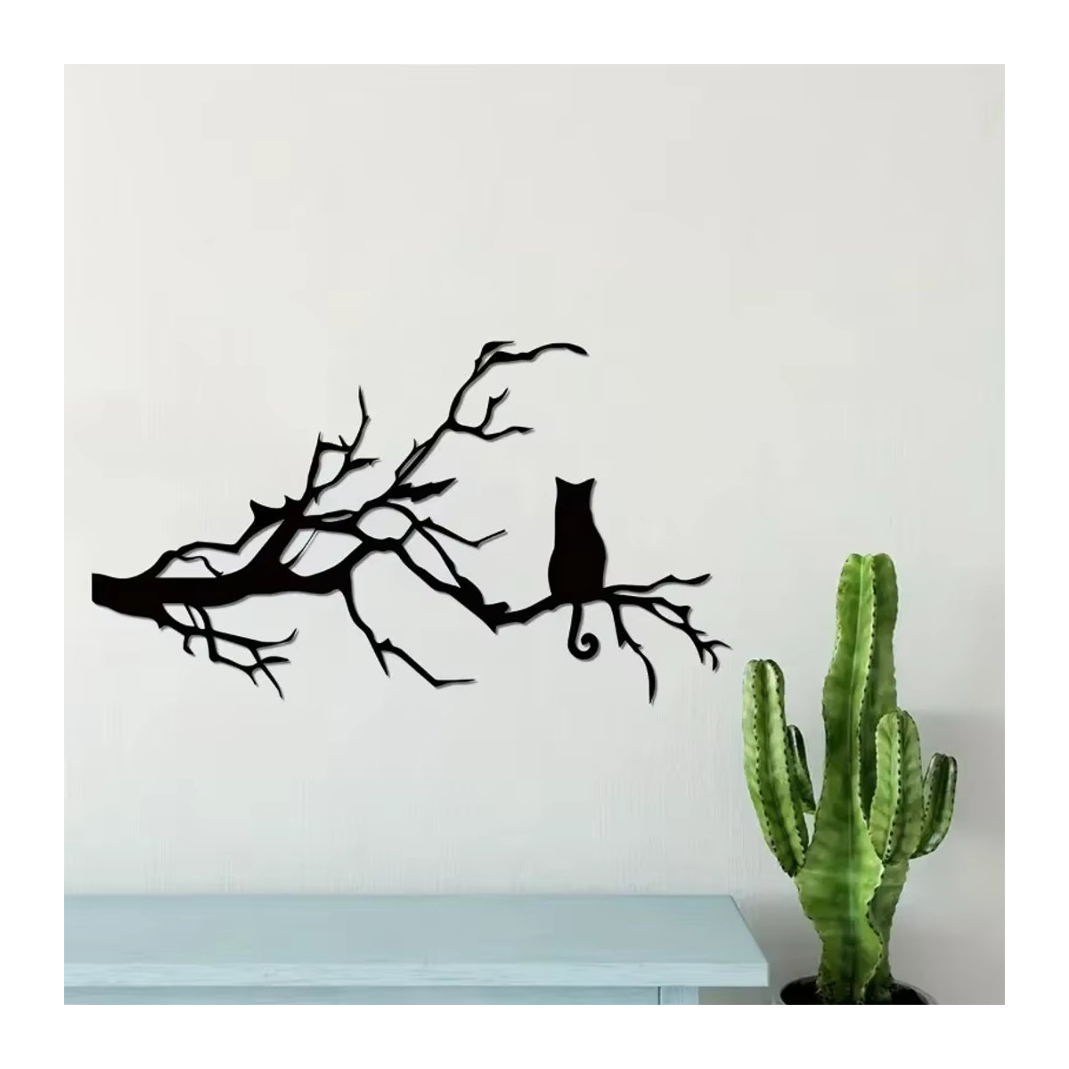 CIFBUY Metall-Wandkunst Katze auf einem Ast in Schwarz zur Wandmontage - Bild 6