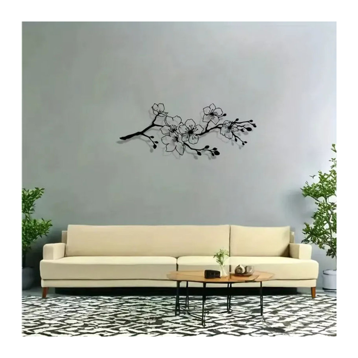 CIFBUY Metall-Wandkunst mit floralem Design in Schwarz für moderne Dekoration - Bild 3