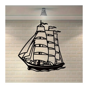 Cifbuy Metall Wandkunst Segelboot in Schwarz als maritimes Dekoelement für die Wand