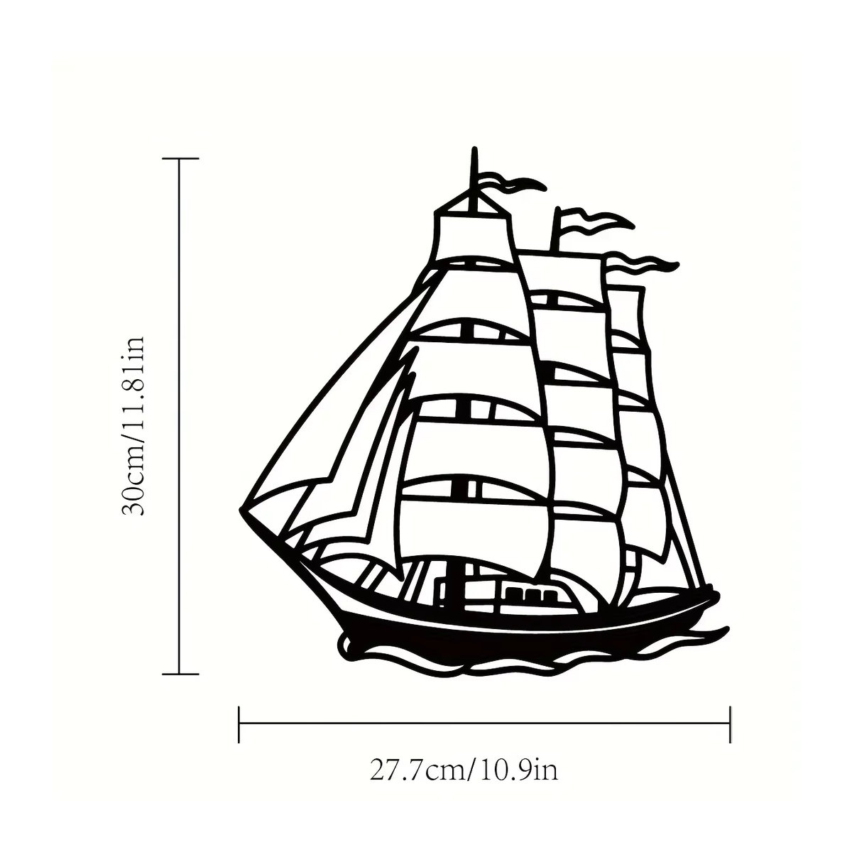Cifbuy Metall Wandkunst Segelboot in Schwarz als maritimes Dekoelement für die Wand - Bild 2
