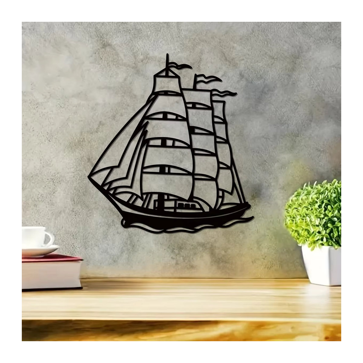 Cifbuy Metall Wandkunst Segelboot in Schwarz als maritimes Dekoelement für die Wand - Bild 3