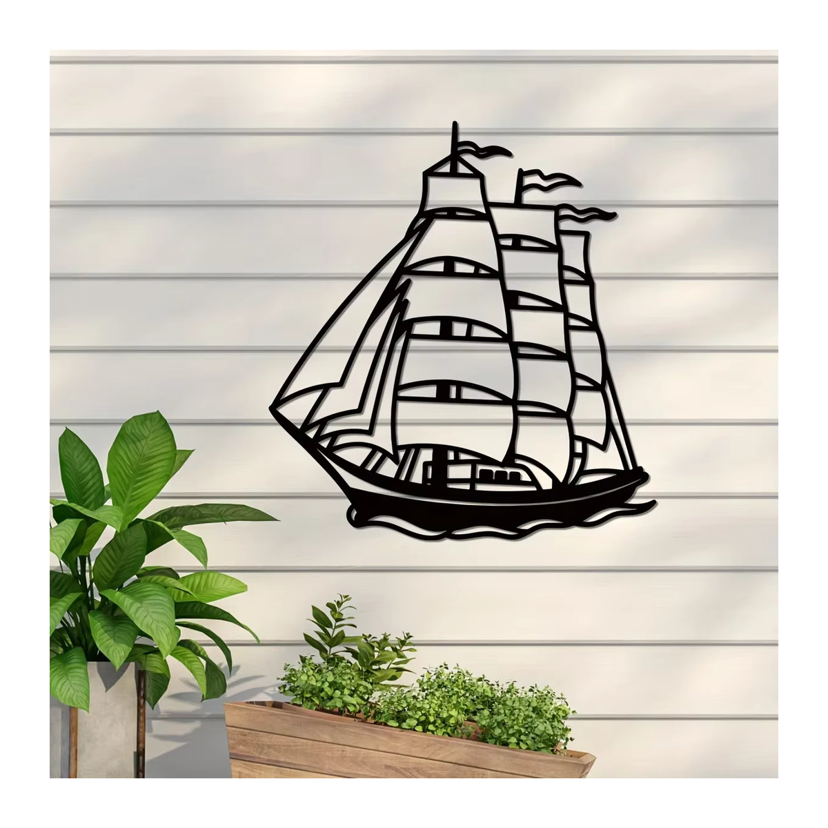 Cifbuy Metall Wandkunst Segelboot in Schwarz als maritimes Dekoelement für die Wand - Bild 4