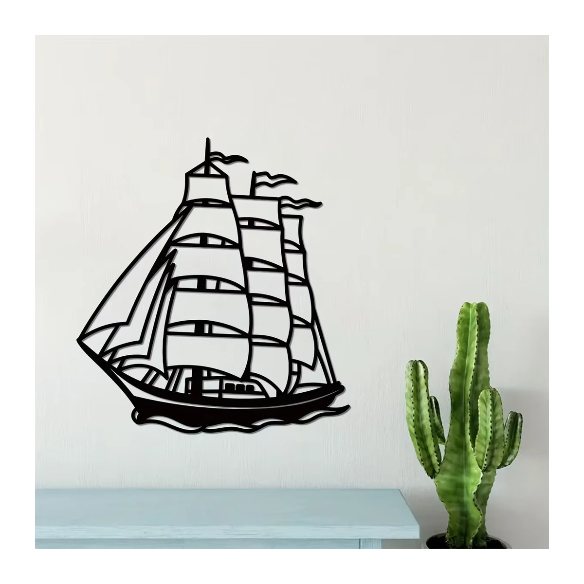 Cifbuy Metall Wandkunst Segelboot in Schwarz als maritimes Dekoelement für die Wand - Bild 5