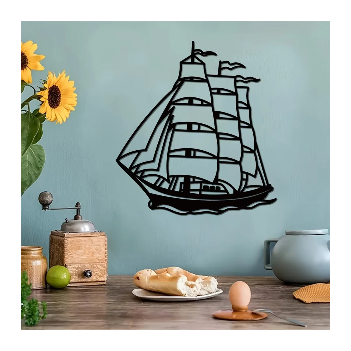 Cifbuy Metall Wandkunst Segelboot in Schwarz als maritimes Dekoelement für die Wand - Bild 6