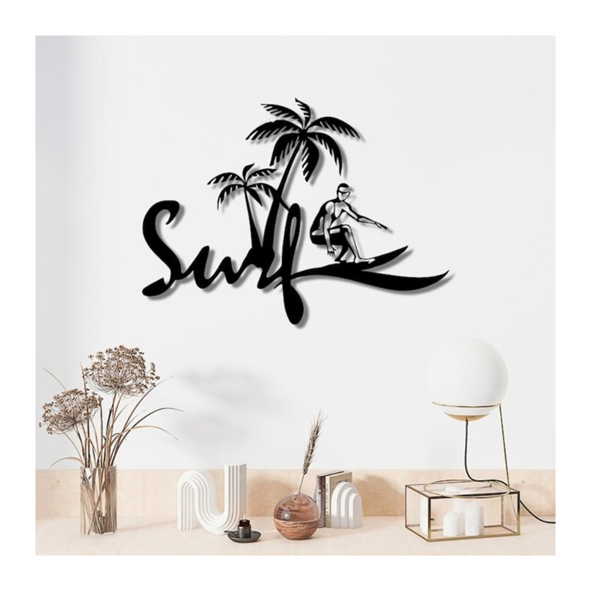 CIFBUY Metall-Wandkunst Surf-Rettungsschwimmer in Schwarz als maritime Dekoration im Ozean-Thema - Bild 1