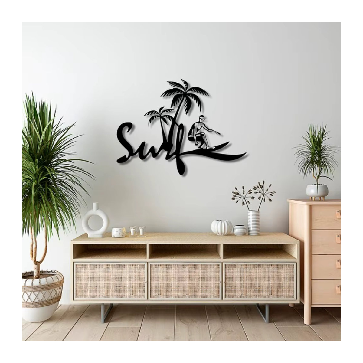 CIFBUY Metall-Wandkunst Surf-Rettungsschwimmer in Schwarz als maritime Dekoration im Ozean-Thema - Bild 2