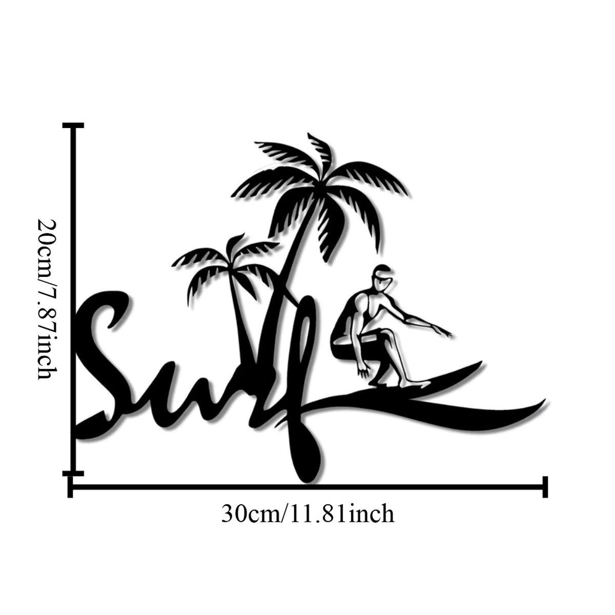 CIFBUY Metall-Wandkunst Surf-Rettungsschwimmer in Schwarz als maritime Dekoration im Ozean-Thema - Bild 3