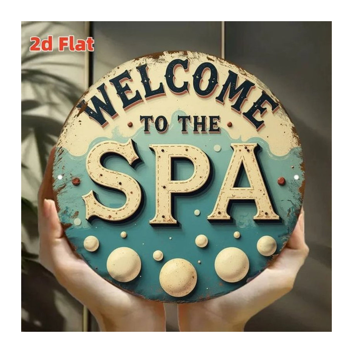 CIFBUY Metall-Wandkunstschild Spa-Motiv rund mehrfarbig vintage Dekoration - Bild 1