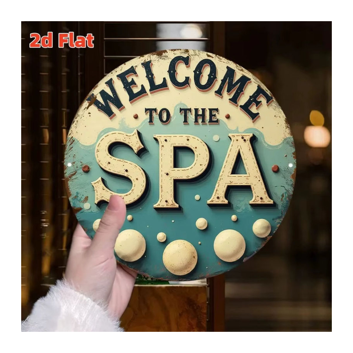 CIFBUY Metall-Wandkunstschild Spa-Motiv rund mehrfarbig vintage Dekoration - Bild 2