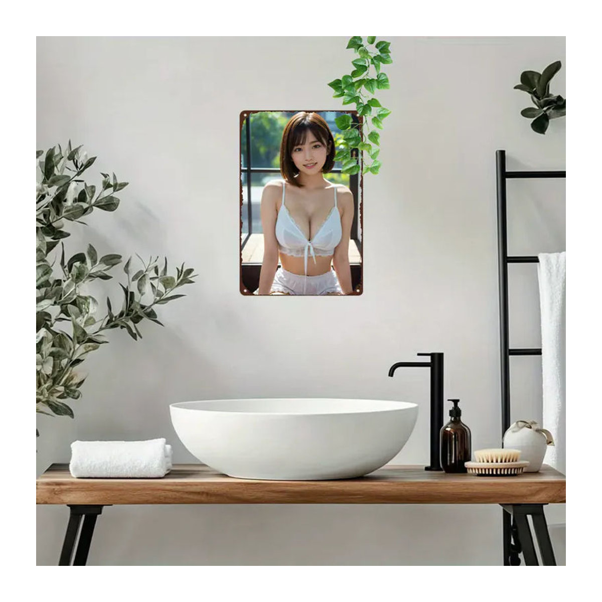 CIFBUY Metallschild Anime-Mädchen Vintage Blechposter Wanddekoration mehrfarbig B: 30,48 cm, H: 20,32 cm - Bild 2