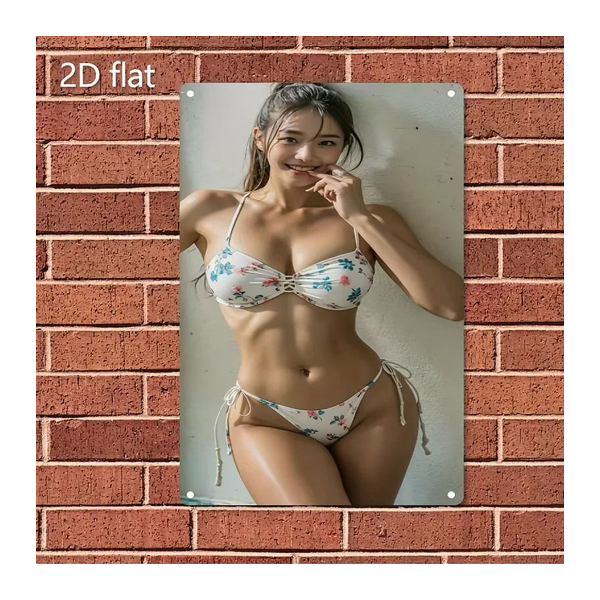 CIFBUY Metallschild Blumen-Bikini in Weiß als florale Wanddekoration für Heim, Bar und Café - Bild 4