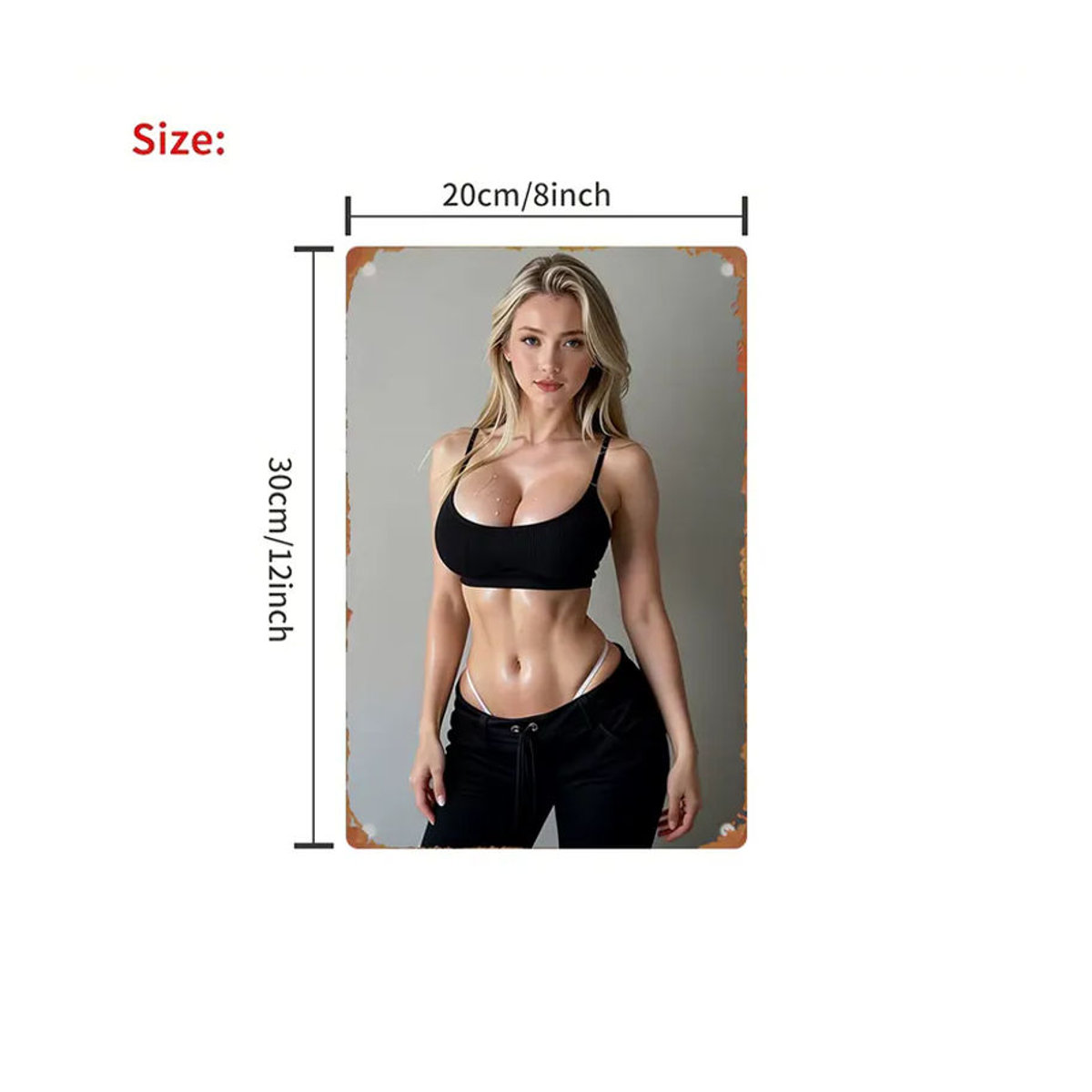 CIFBUY Metallschild Fitness-Mädchen Vintage Wanddekoration mehrfarbig, Breite: 20,32 cm, Höhe: 30,48 cm, Tiefe: 0,3 cm - Bild 2