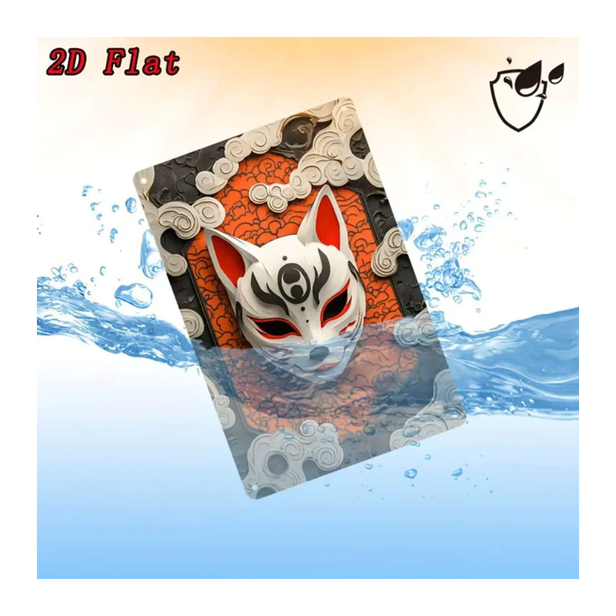 CIFBUY Metallschild Japanische Kitsune-Maske Wandkunst-Dekoration, mehrfarbig, Rechteckig, B: 30,48 cm x H: 20,32 cm (8x12 Zoll) - Bild 4