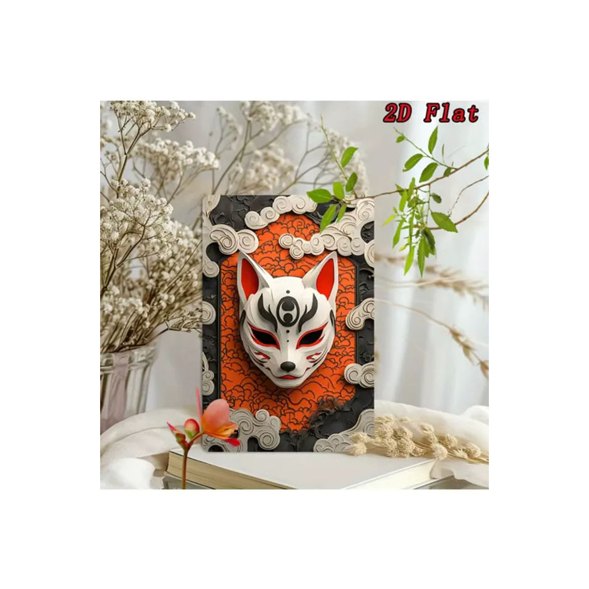 CIFBUY Metallschild Japanische Kitsune-Maske Wandkunst-Dekoration, mehrfarbig, Rechteckig, B: 30,48 cm x H: 20,32 cm (8x12 Zoll) - Bild 6