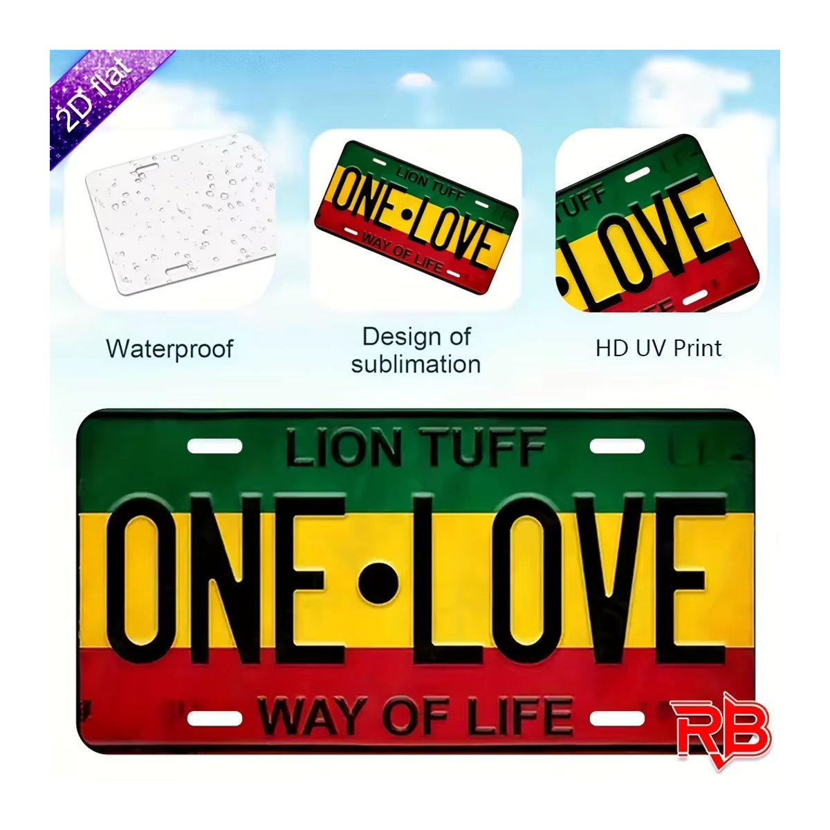 CIFBUY Metallschild Löwe One Love Wanddekoration mehrfarbig, B: 30,5 cm, H: 15,2 cm - Bild 4